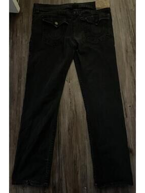 True Religion Ricky Jeans Men 40 Black Relaxed Straight Fit